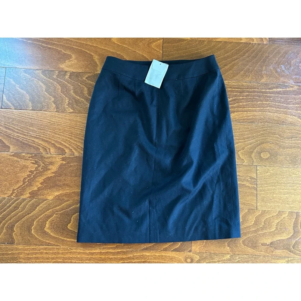 Talbots Petites Navy Blue Wool Blend Pencil Skirt Italian‎ Fabric 2 PETITE NWT